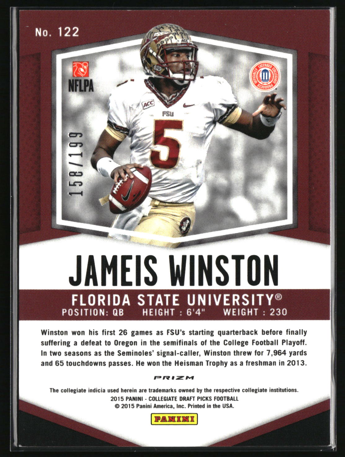 Jameis Winston 2015 Panini Prizm Collegiate Draft Picks Prizms Camo #122 #/199