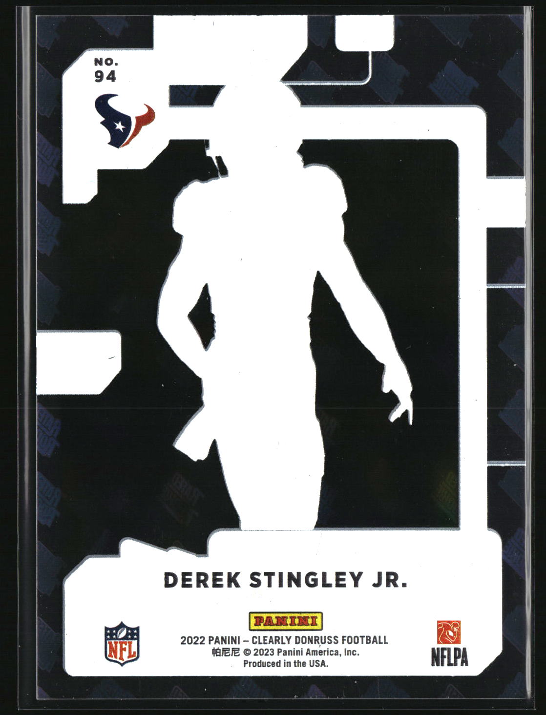 Derek Stingley Jr. 2022 Clearly Donruss Rated Rookie Holo RR Logo #94