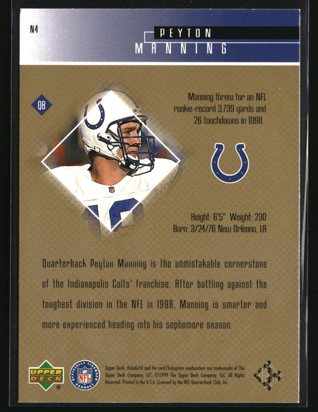 Peyton Manning 1999 Upper Deck HoloGrFX NFL 24/7 Gold #N4
