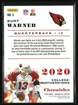 Kurt Warner 2020 Panini Chronicles Black #3 #/25