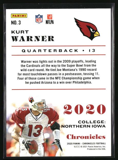 Kurt Warner 2020 Panini Chronicles Black #3 #/25