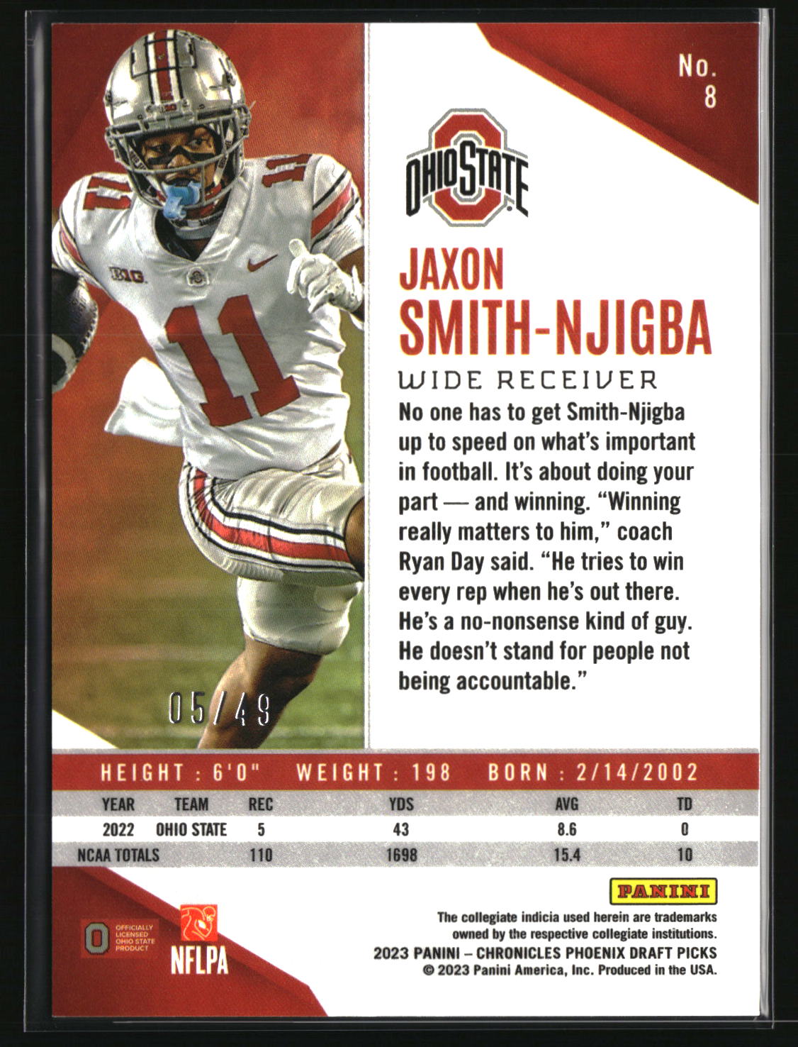 Jaxon Smith-Njigba 2023 Panini Chronicles Draft Picks Phoenix Purple #8 #/49