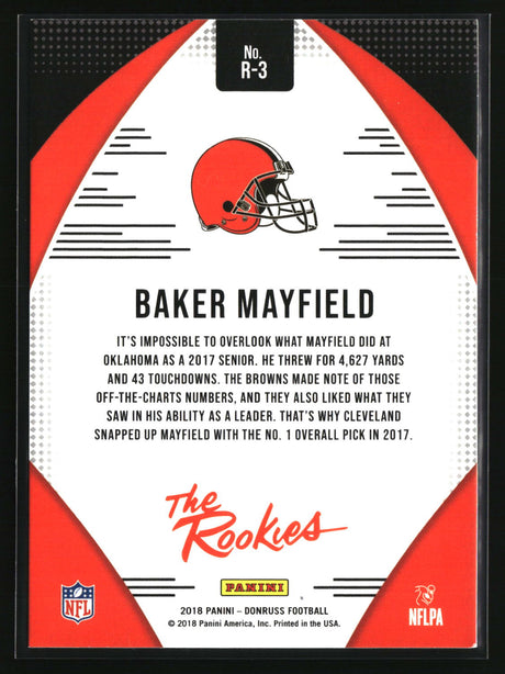 Baker Mayfield 2018 Donruss The Rookies #R-3