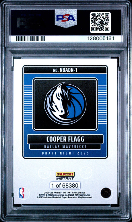 Cooper Flagg 2025 Panini Instant NBA Draft Night #NBADN-1 PSA 9