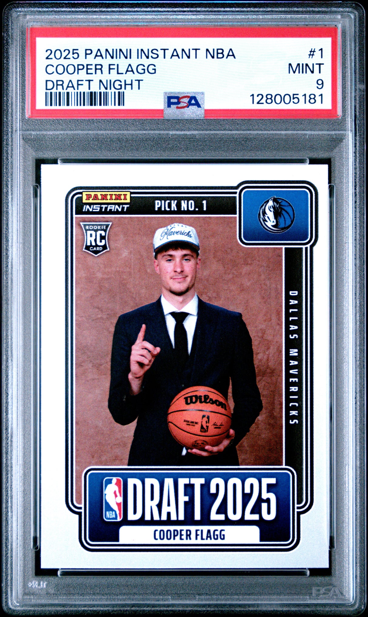 Cooper Flagg 2025 Panini Instant NBA Draft Night #NBADN-1 PSA 9