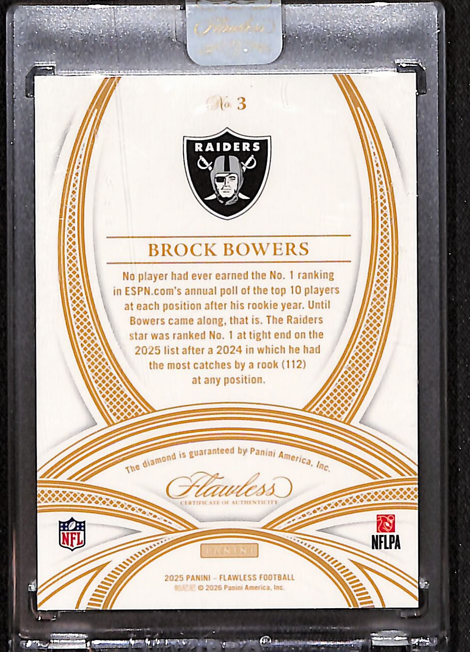 Brock Bowers 2025 Panini Flawless All-Pro Gem Diamond #3 #/5