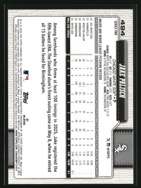 Jake Palisch 2026 Topps #494