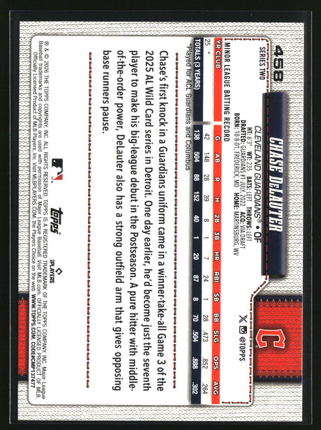 Chase DeLauter 2026 Topps #458