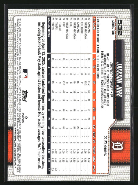 Jackson Jobe 2026 Topps #532