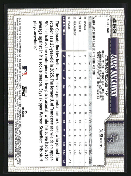 Chase Dollander 2026 Topps #453