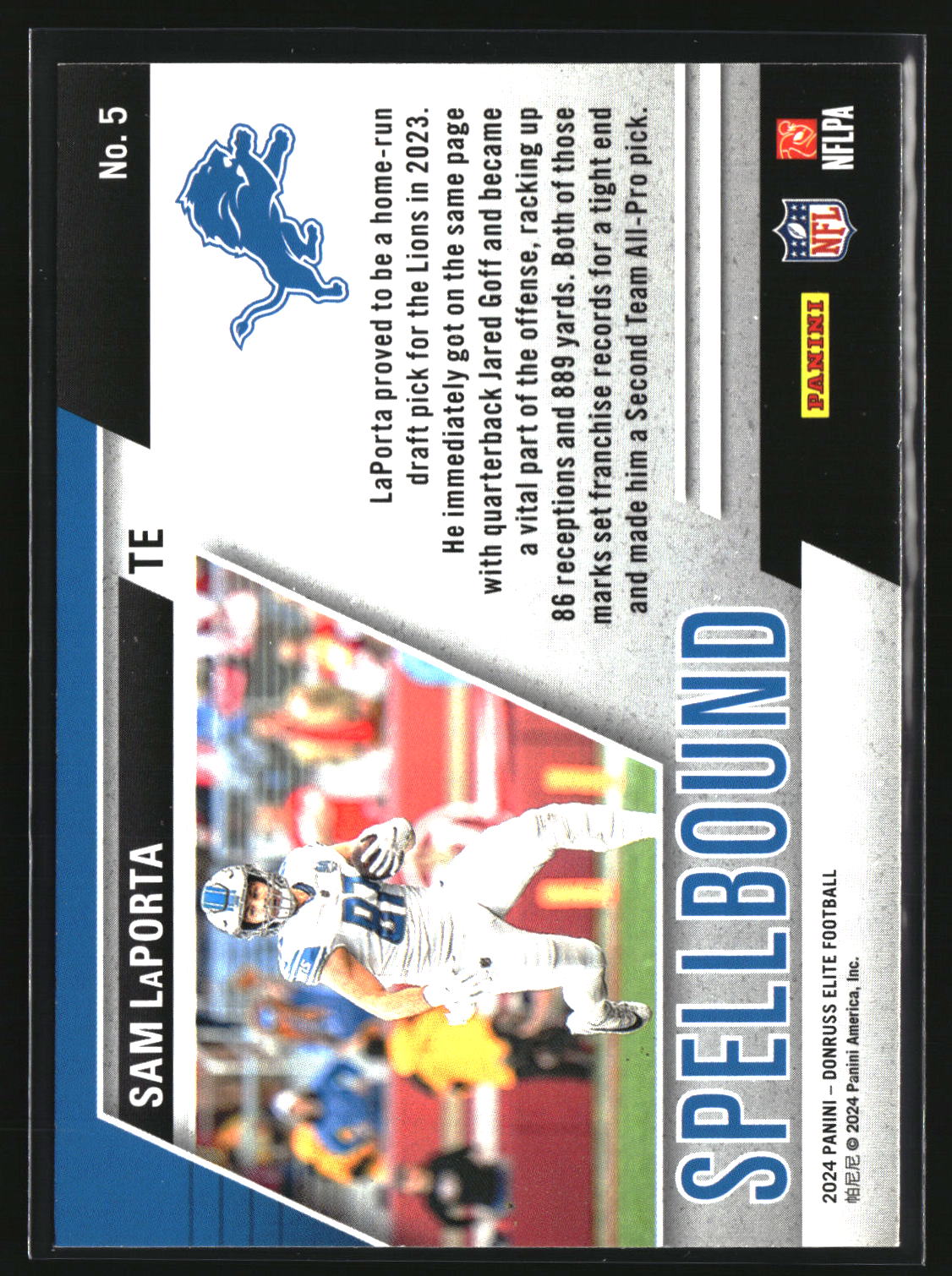 Sam LaPorta 2024 Donruss Elite Spellbound Green #5-11