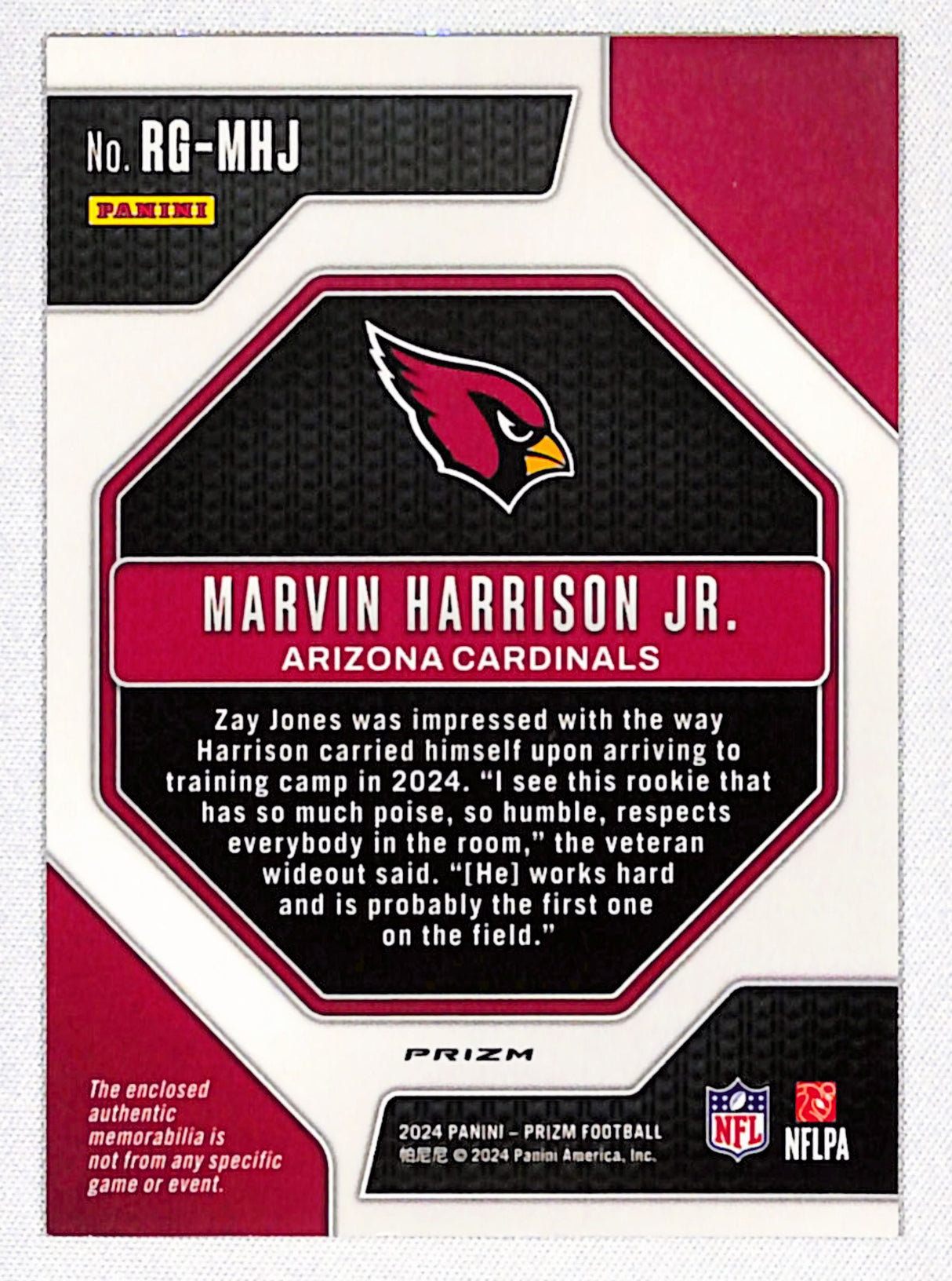 Marvin Harrison Jr. 2024 Panini Prizm Rookie Gear Neon Green Pulsar #RG-MHJ