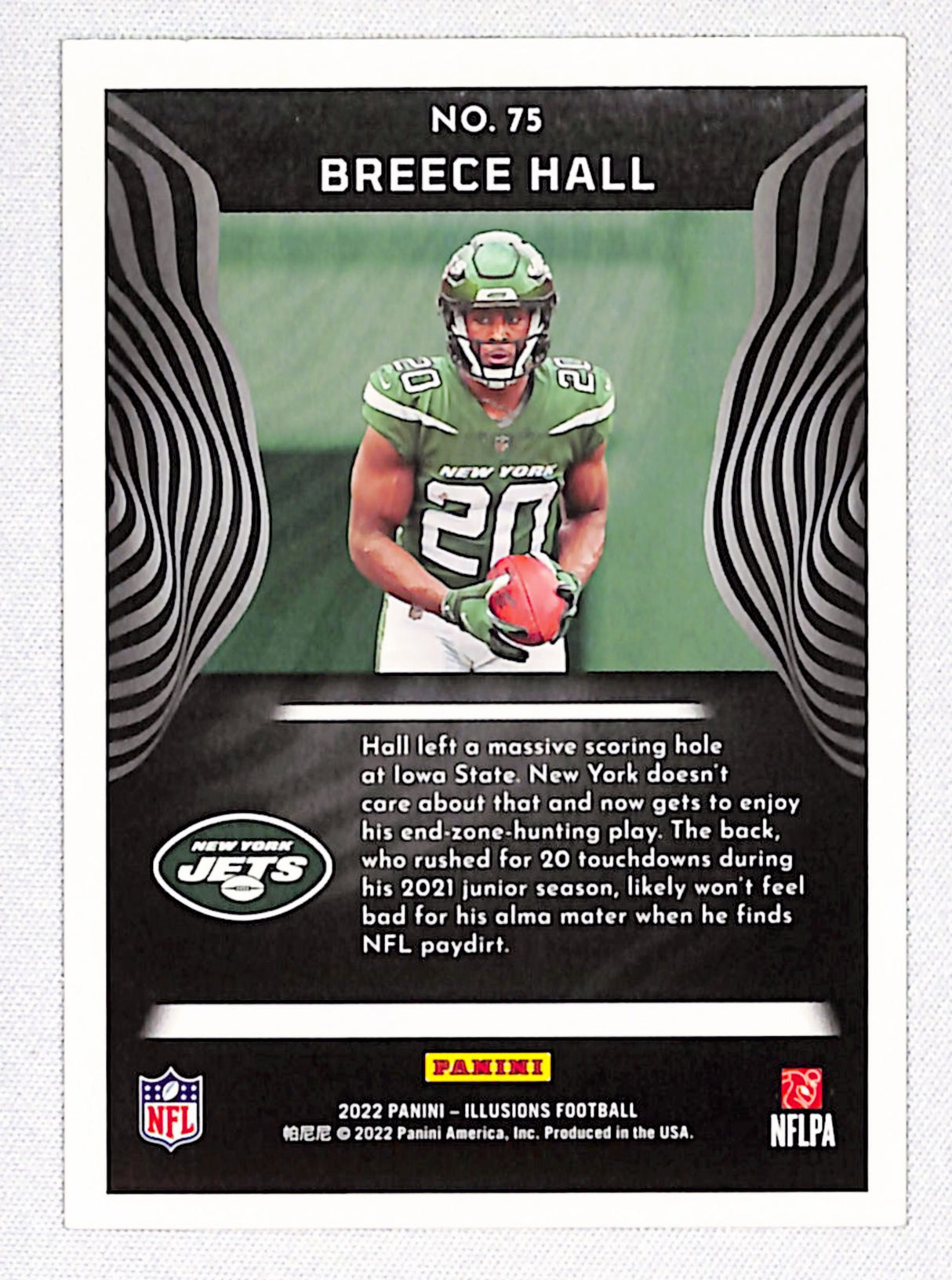 Breece Hall 2022 Panini Illusions Trophy Collection Blue #75 #/75