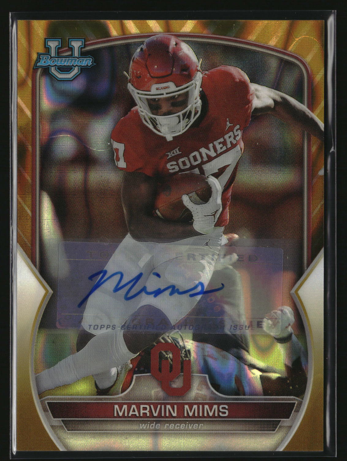 Marvin Mims 2022 Bowman UChrome Prospect Autographs Gold Lava Refractor #4 #/50