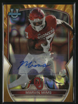 Marvin Mims 2022 Bowman UChrome Prospect Autographs Gold Lava Refractor #4 #/50