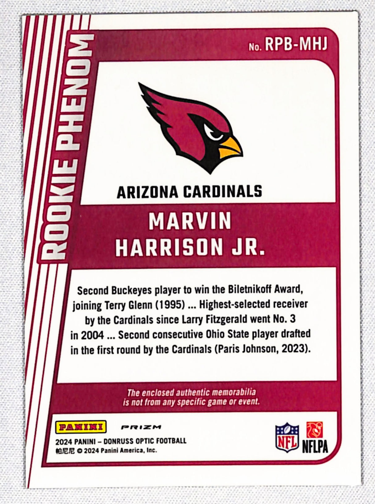 Marvin Harrison Jr. 2024 Donruss Optic Rookie Phenoms Blue Hyper #RPB-MHJ