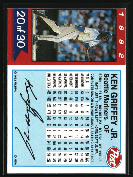Ken Griffey Jr. 1992 Post Cereal #20