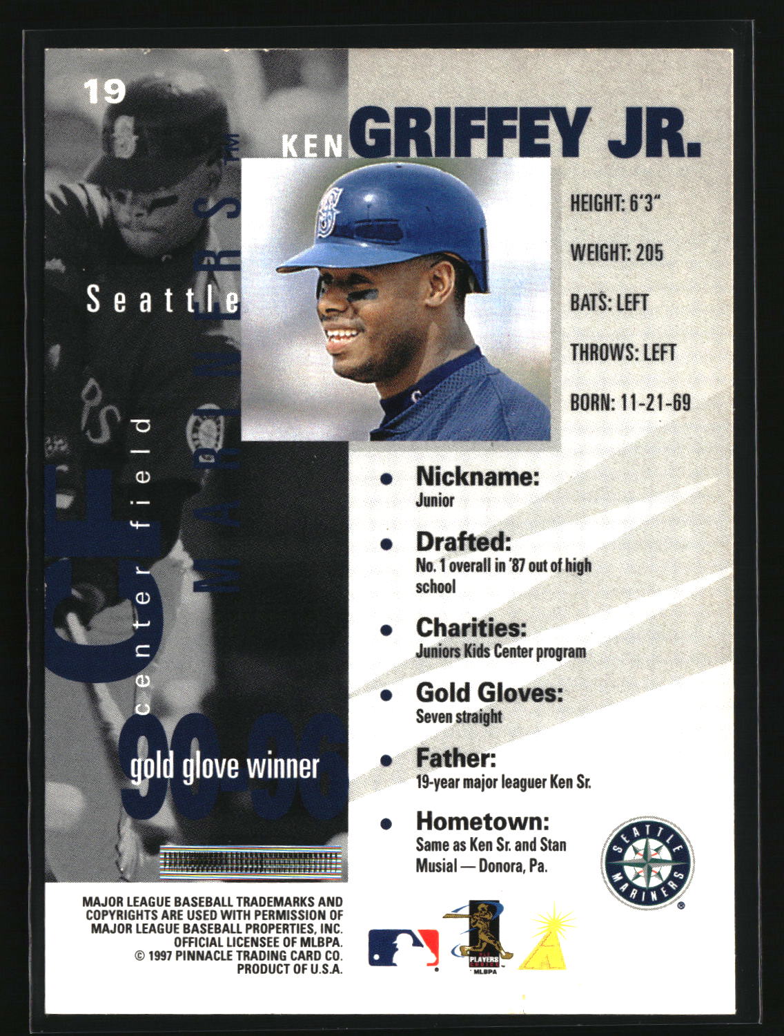 Ken Griffey Jr. 1997 Pinnacle Inside #19