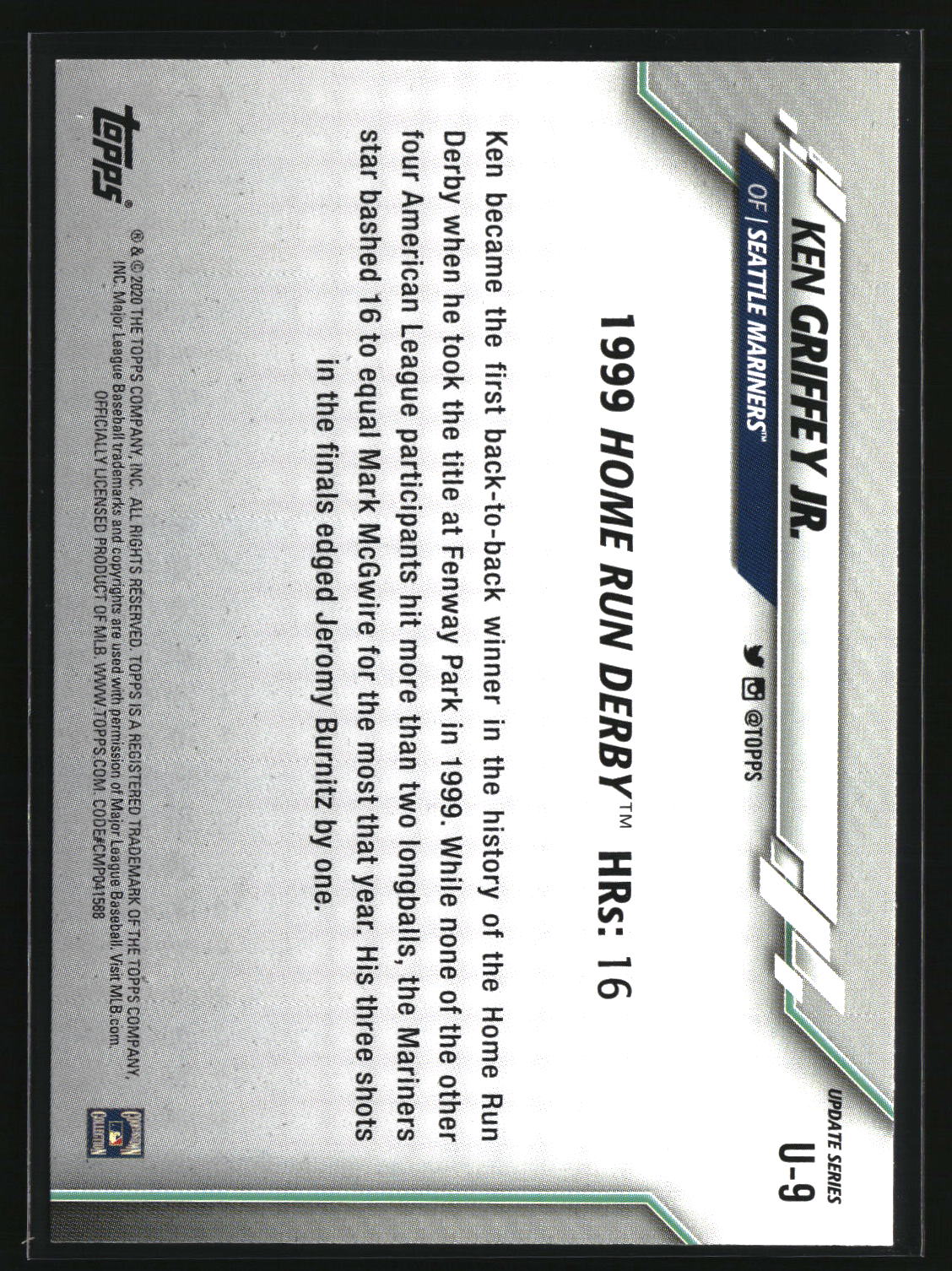 Ken Griffey Jr. 2020 Topps Update #U-9