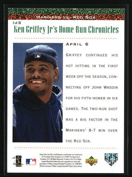 Ken Griffey Jr. 1998 Upper Deck Ken Griffey Jr.'s Home Run Chronicles #5