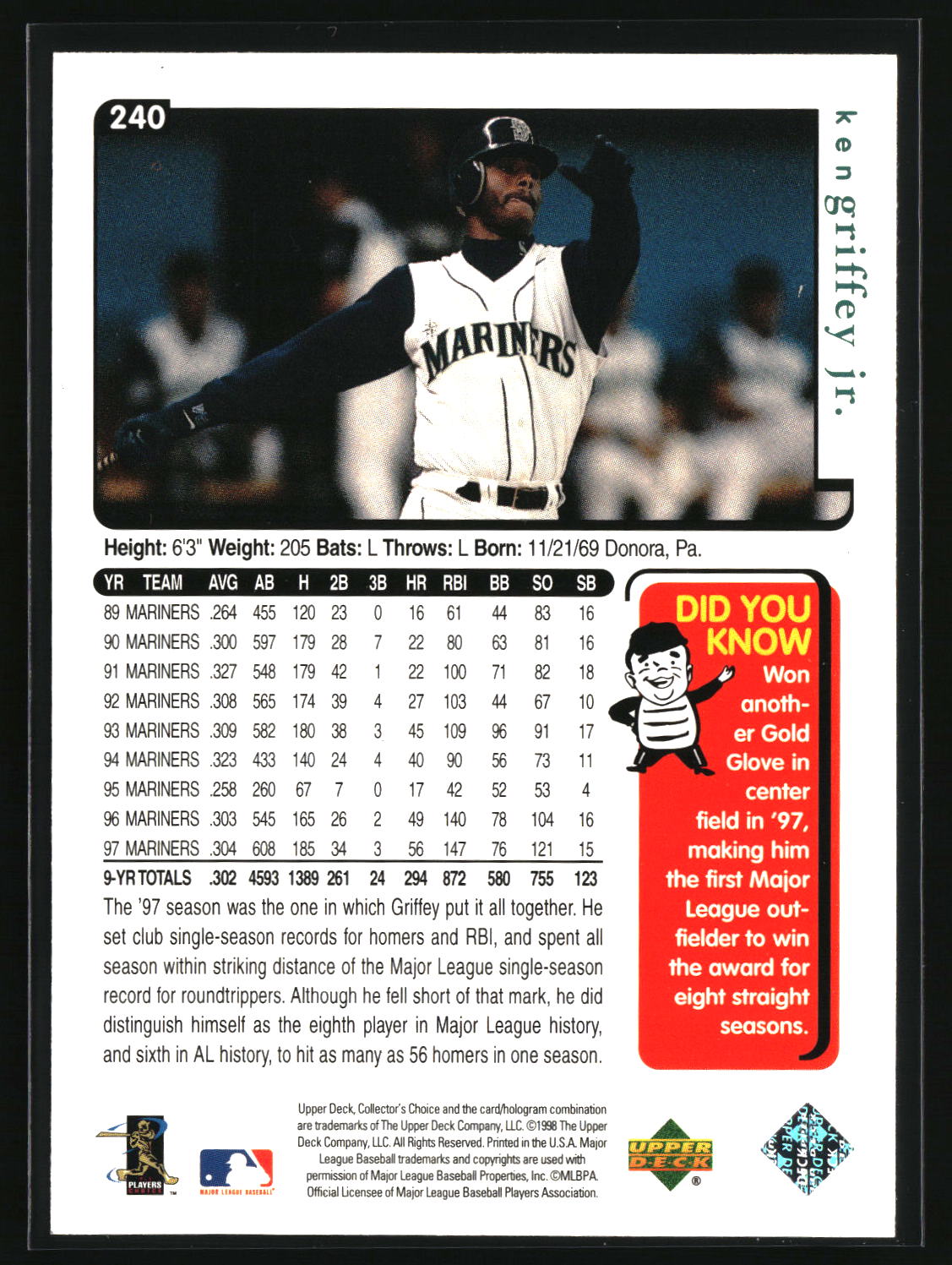 Ken Griffey Jr. 1998 Collector's Choice #240