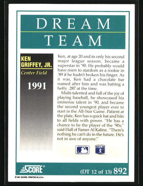 Ken Griffey, Jr. 1991 Score #892