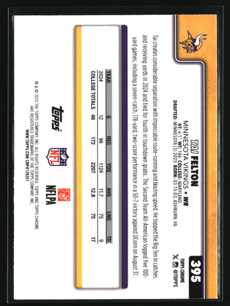 Tai Felton 2025 Topps Chrome #395