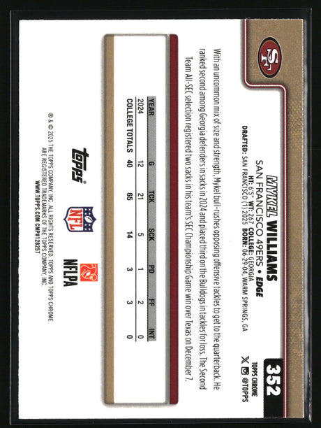 Mykel Williams 2025 Topps Chrome #352