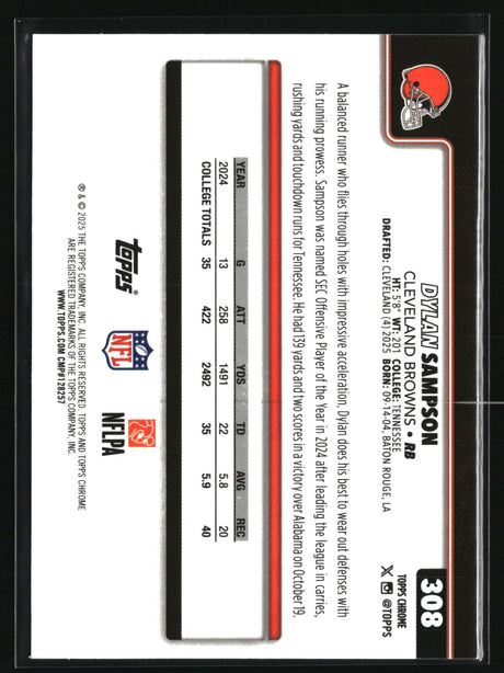 Dylan Sampson 2025 Topps Chrome #308