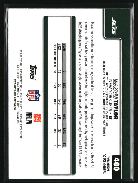 Mason Taylor 2025 Topps Chrome #400