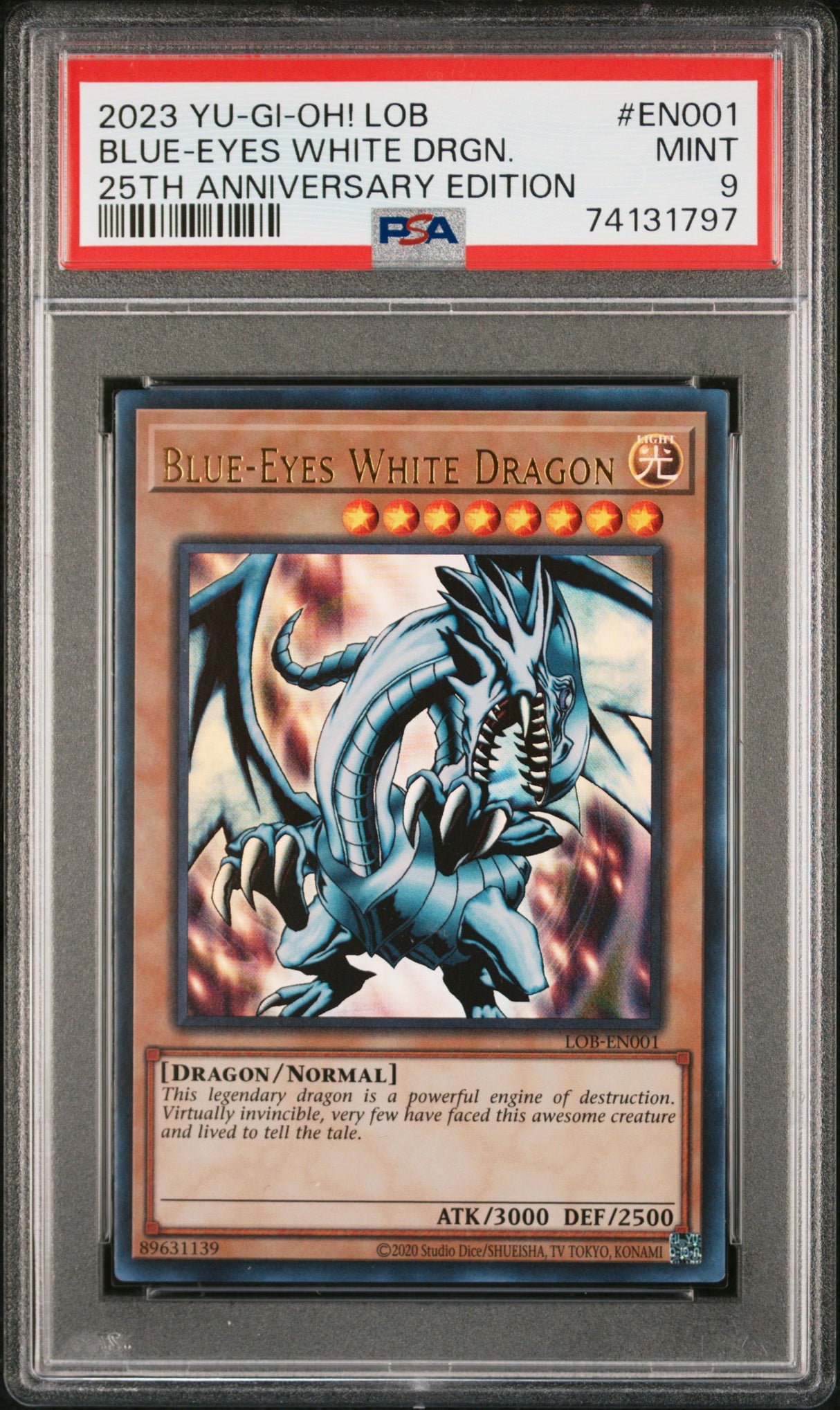 Blue-Eyes White Dragon (25th Anniversary Edition) #LOB-EN001 PSA 9