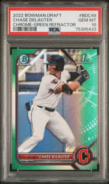 Chase DeLauter 2022 Bowman Draft Chrome Green Refractor #BDC-49 #/99 PSA 10