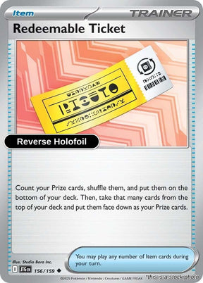 Redeemable Ticket - 156/159 - [JTG - SV09: Journey Together] - Reverse Holofoil