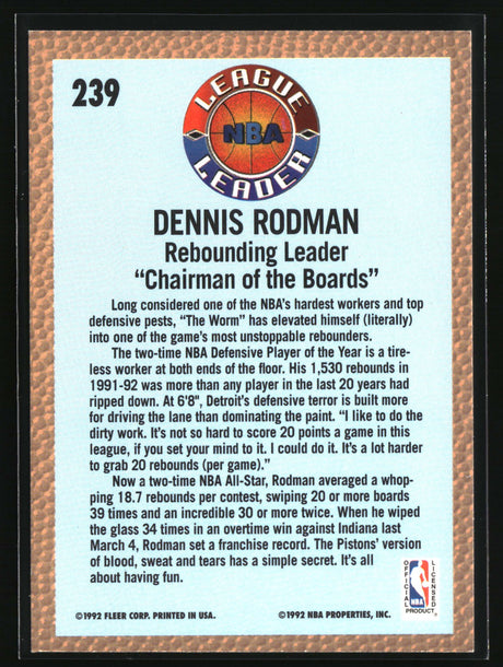 Dennis Rodman 1992-93 Fleer #239
