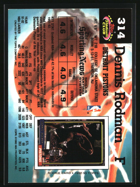 Dennis Rodman 1992-93 Stadium Club #314