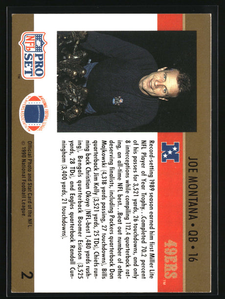 Joe Montana 1990 Pro Set #2a