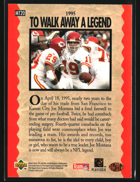 Joe Montana 1995 SP Joe Montana Trilogy #MT20