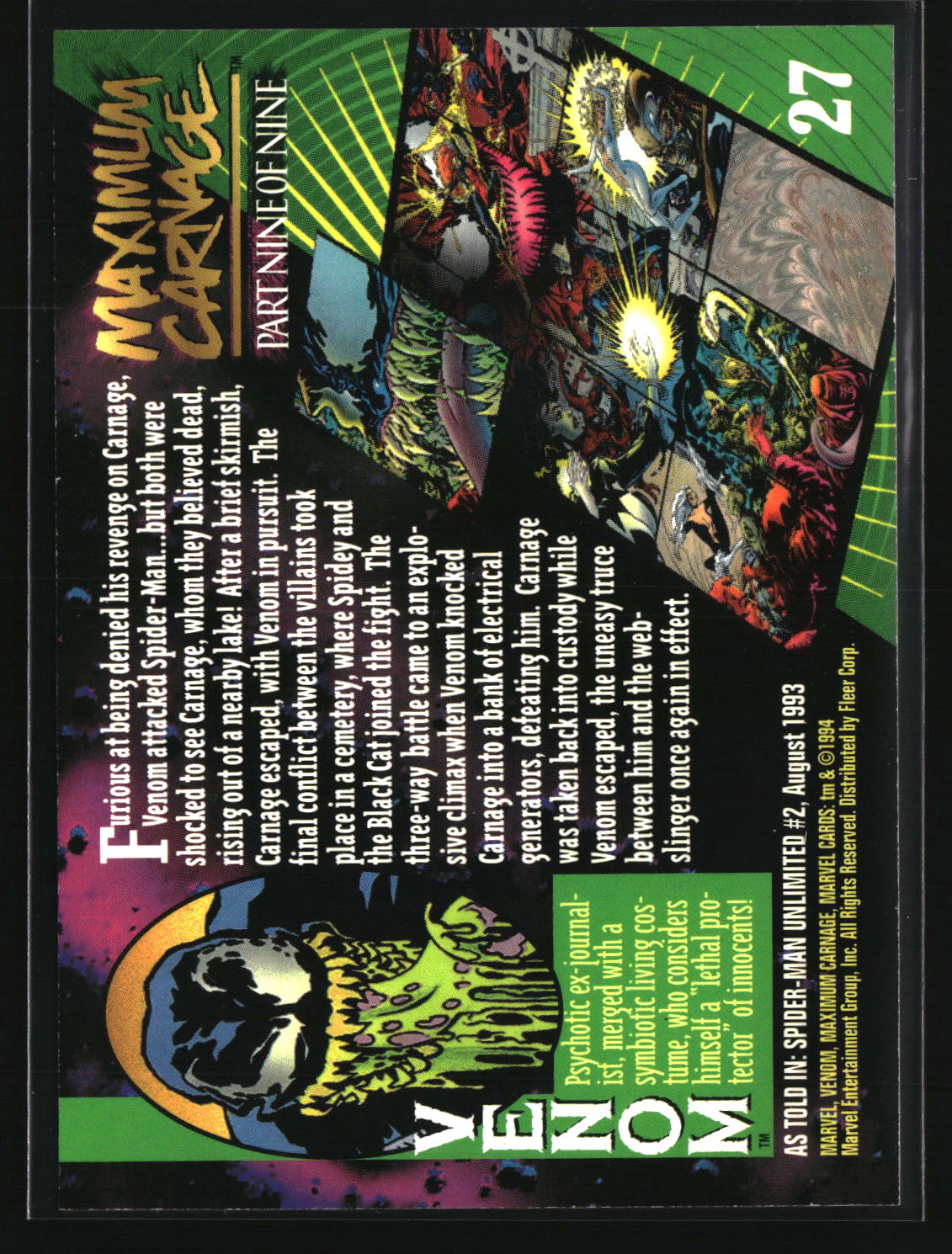 Venom 1994 Fleer Marvel Universe #27