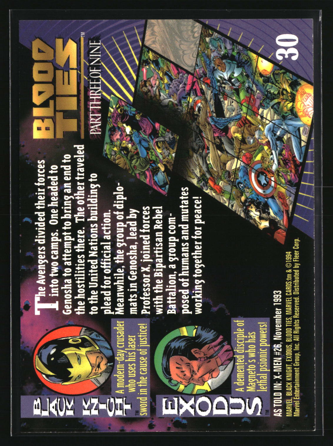 Exodus / Black Knight 1994 Fleer Marvel Universe #30