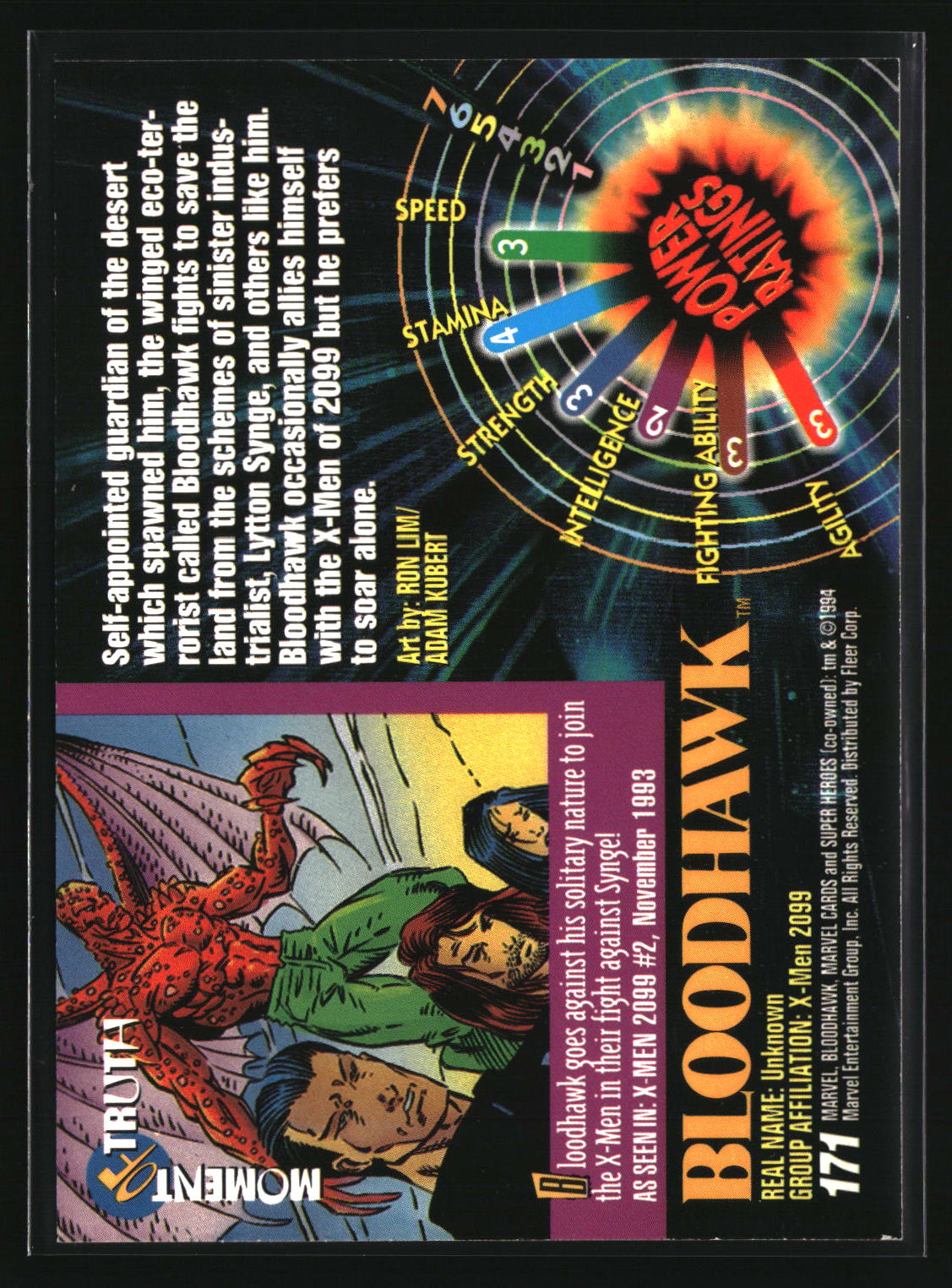 Bloodhawk 1994 Fleer Marvel Universe #171