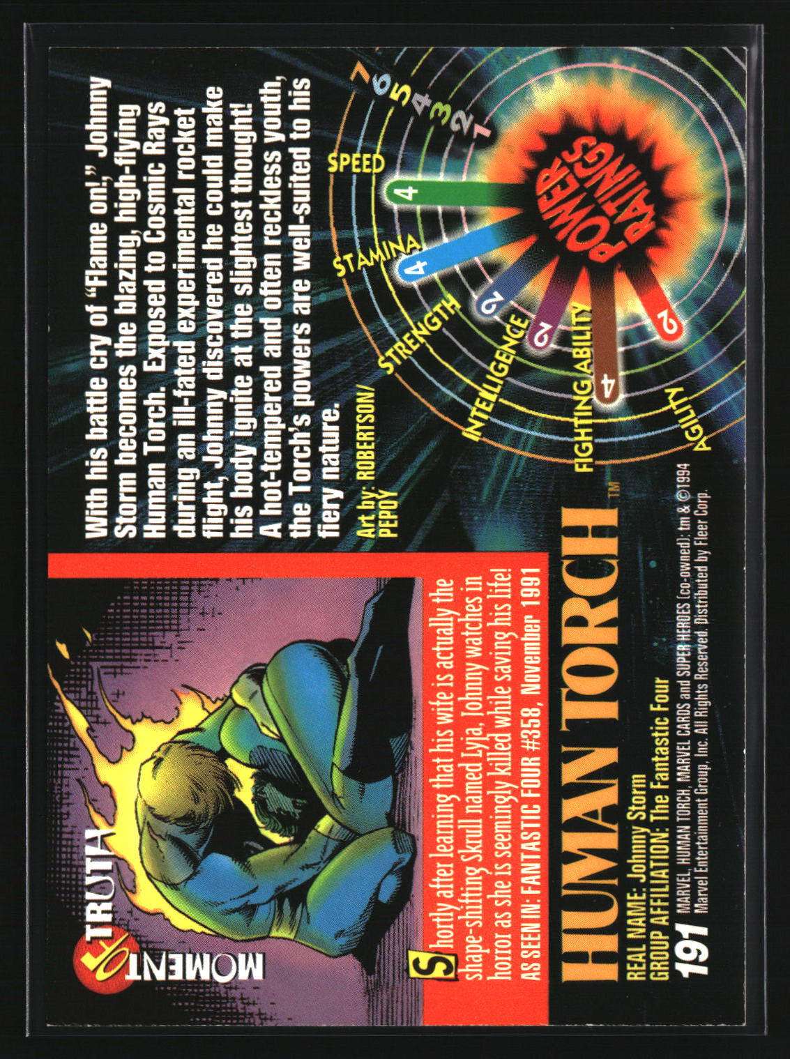 Human Torch 1994 Fleer Marvel Universe #191