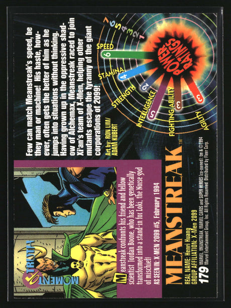 Meanstreak 1994 Fleer Marvel Universe #179