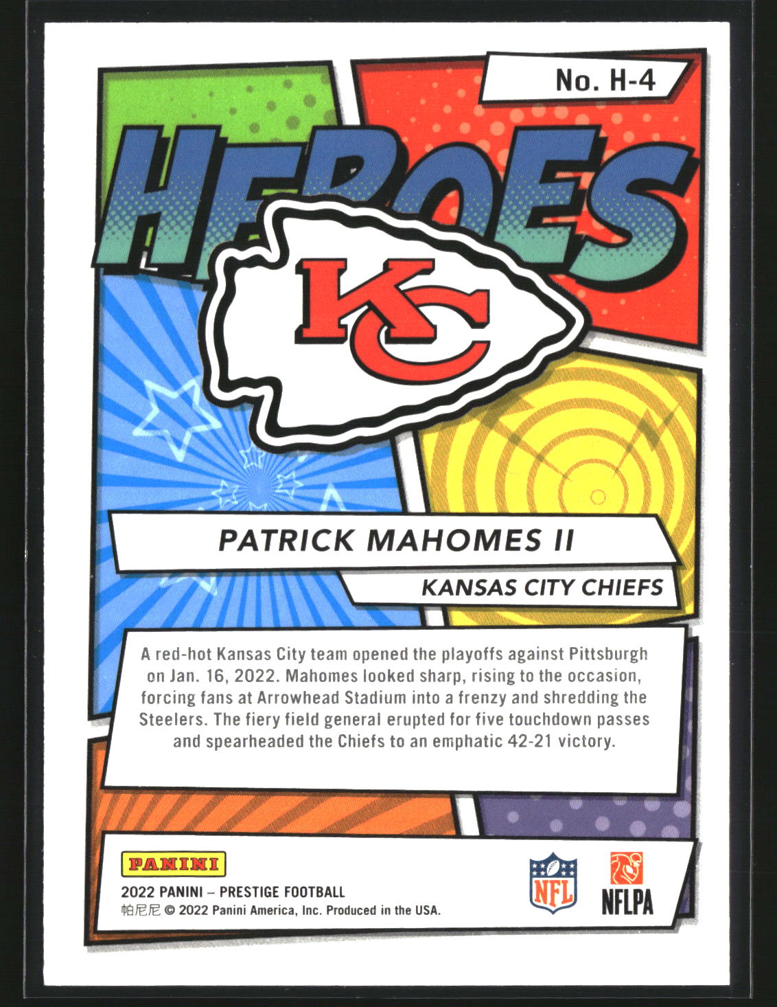 Patrick Mahomes II 2022 Panini Prestige Heroes #H-4