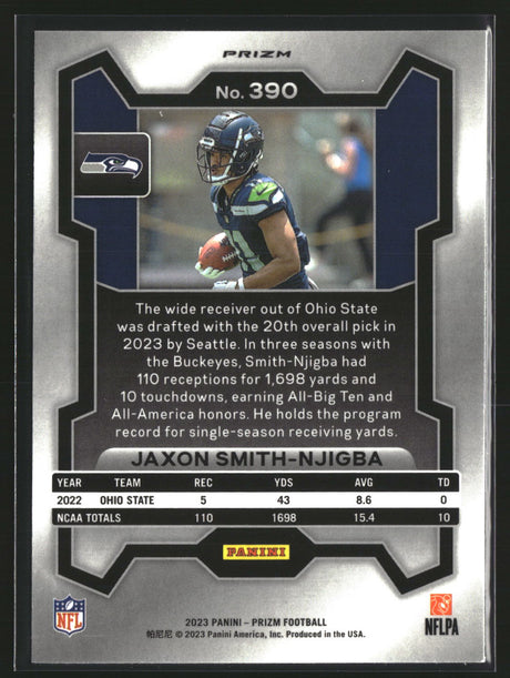 Jaxon Smith-Njigba 2023 Panini Prizm Red White and Blue #390