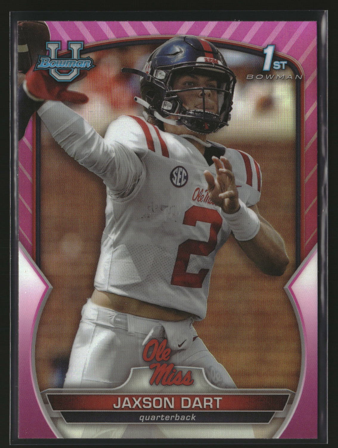 Jaxson Dart 2022 Bowman University Chrome Pink Refractor #94