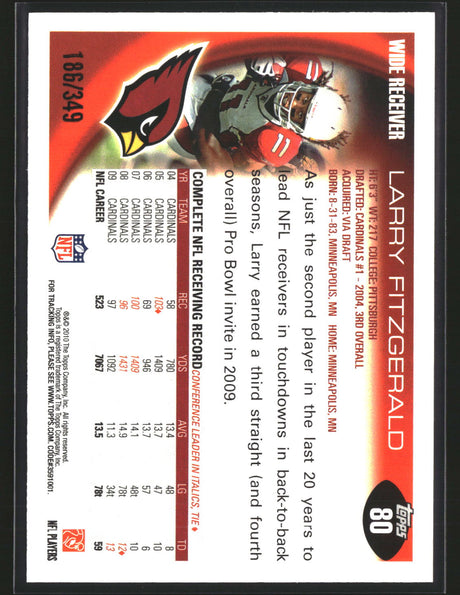 Larry Fitzgerald 2010 Topps Blue #80 #/349
