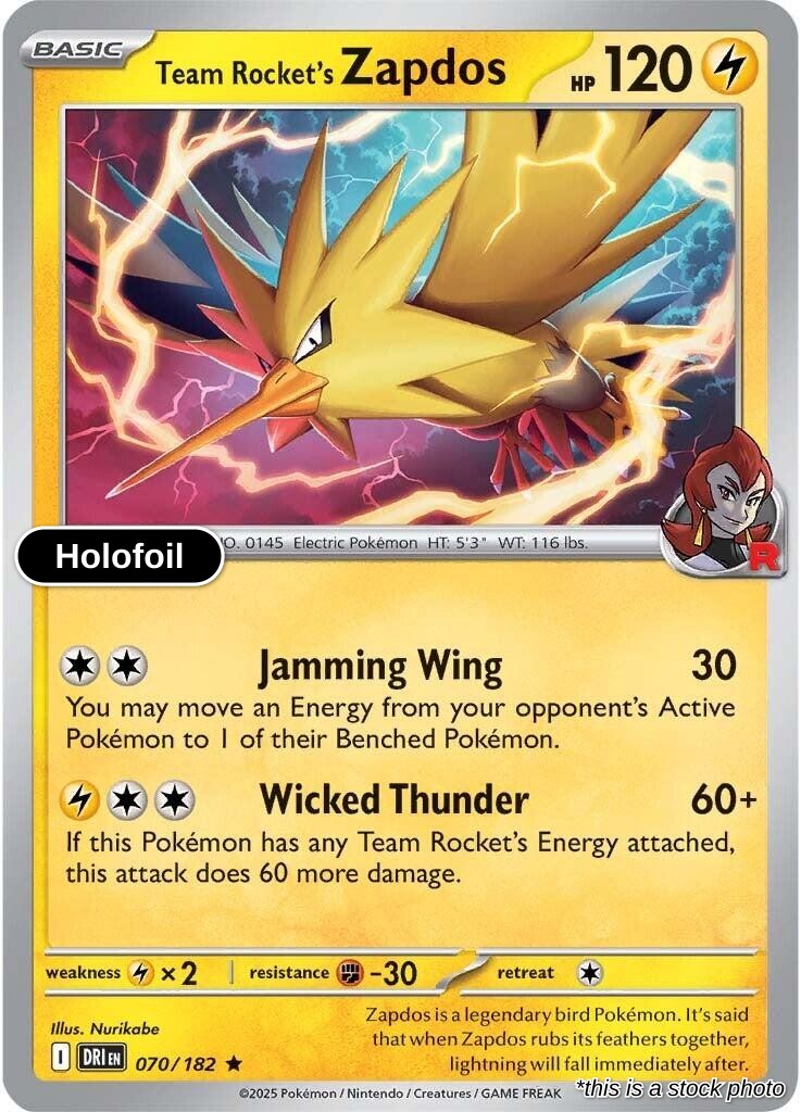 Team Rocket's Zapdos - 070/182 - [DRI - SV10: Destined Rivals] - Holofoil