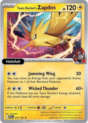 Team Rocket's Zapdos - 070/182 - [DRI - SV10: Destined Rivals] - Holofoil