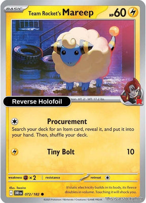 Team Rocket's Mareep - 072/182 - [DRI - SV10: Destined Rivals] - Reverse Holofoil