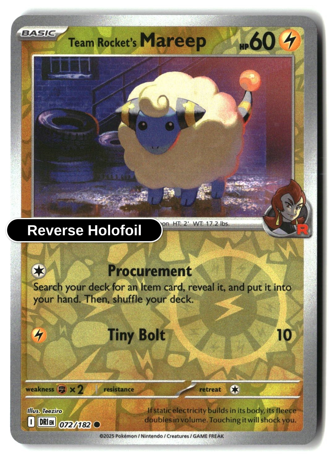 Team Rocket's Mareep - 072/182 - [DRI - SV10: Destined Rivals] - Reverse Holofoil